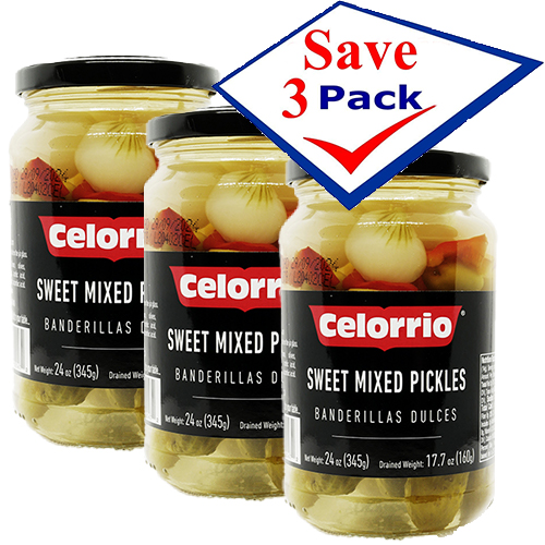 Celorrio Sweet Mixed Pickles 12 oz-345g  Pack of 3